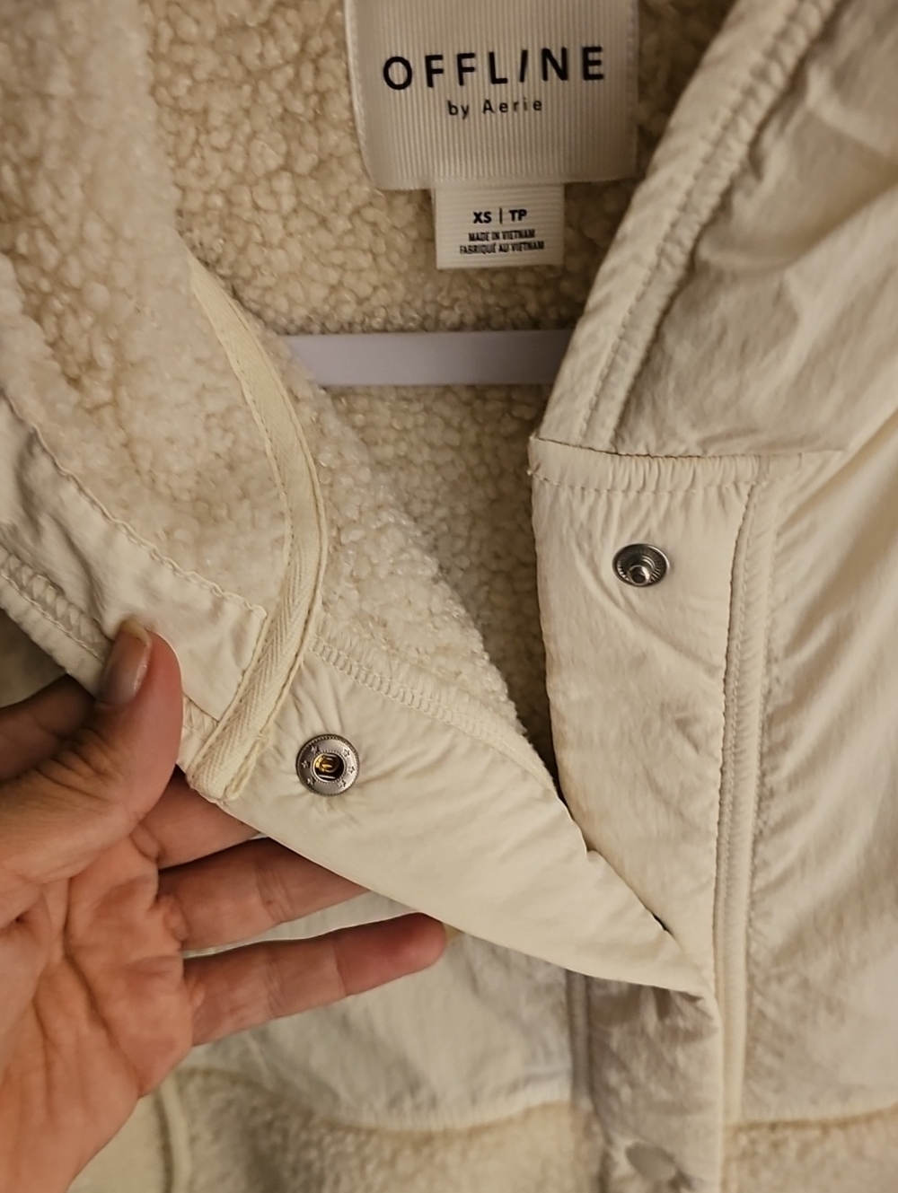 OFFLINE By Aerie Womens XS Super Cute Jacket!! Ivory And Fleece! Nwots - Picture 5 of 9